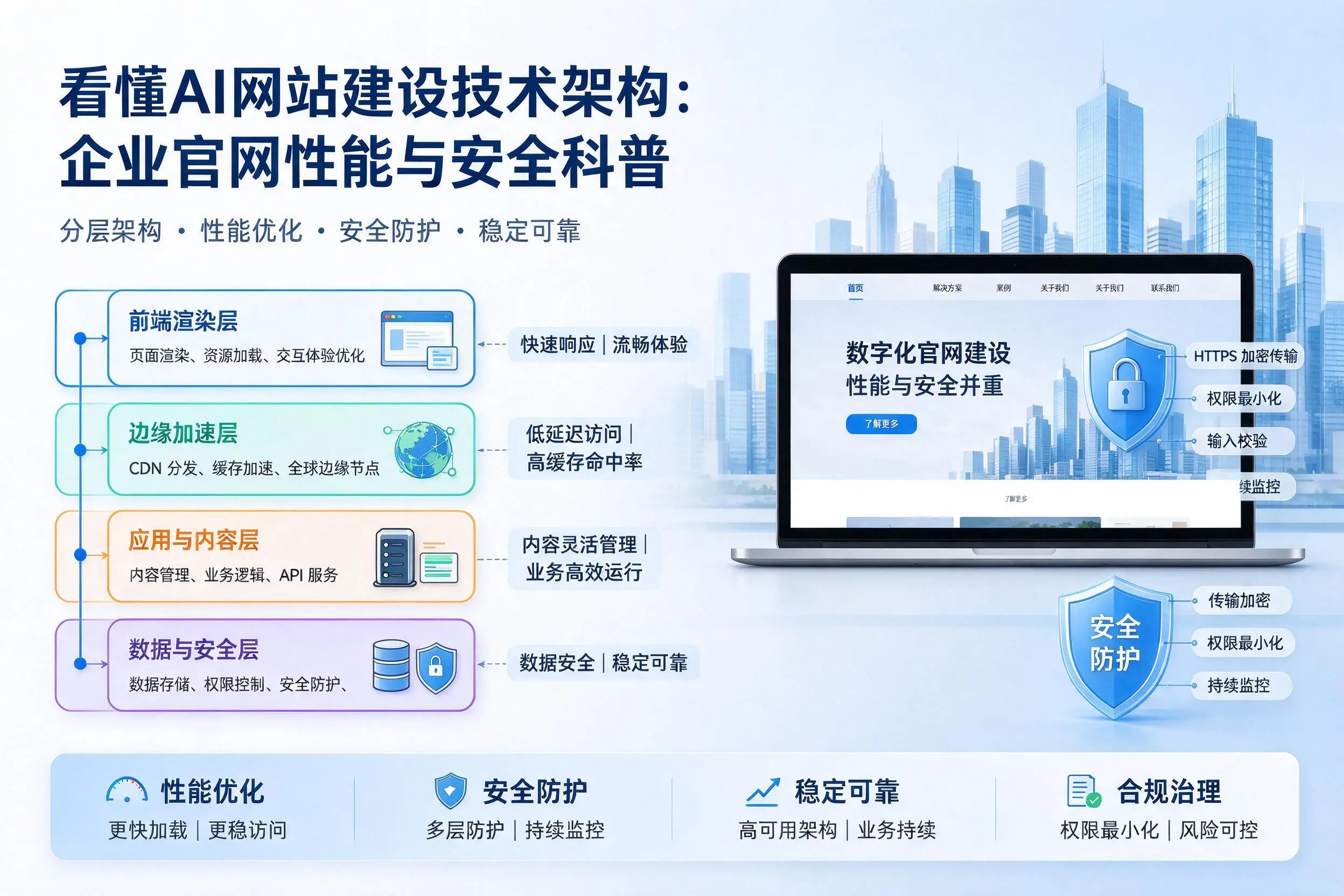 看懂AI网站建设技术架构：资阳企业官网性能与安全科普