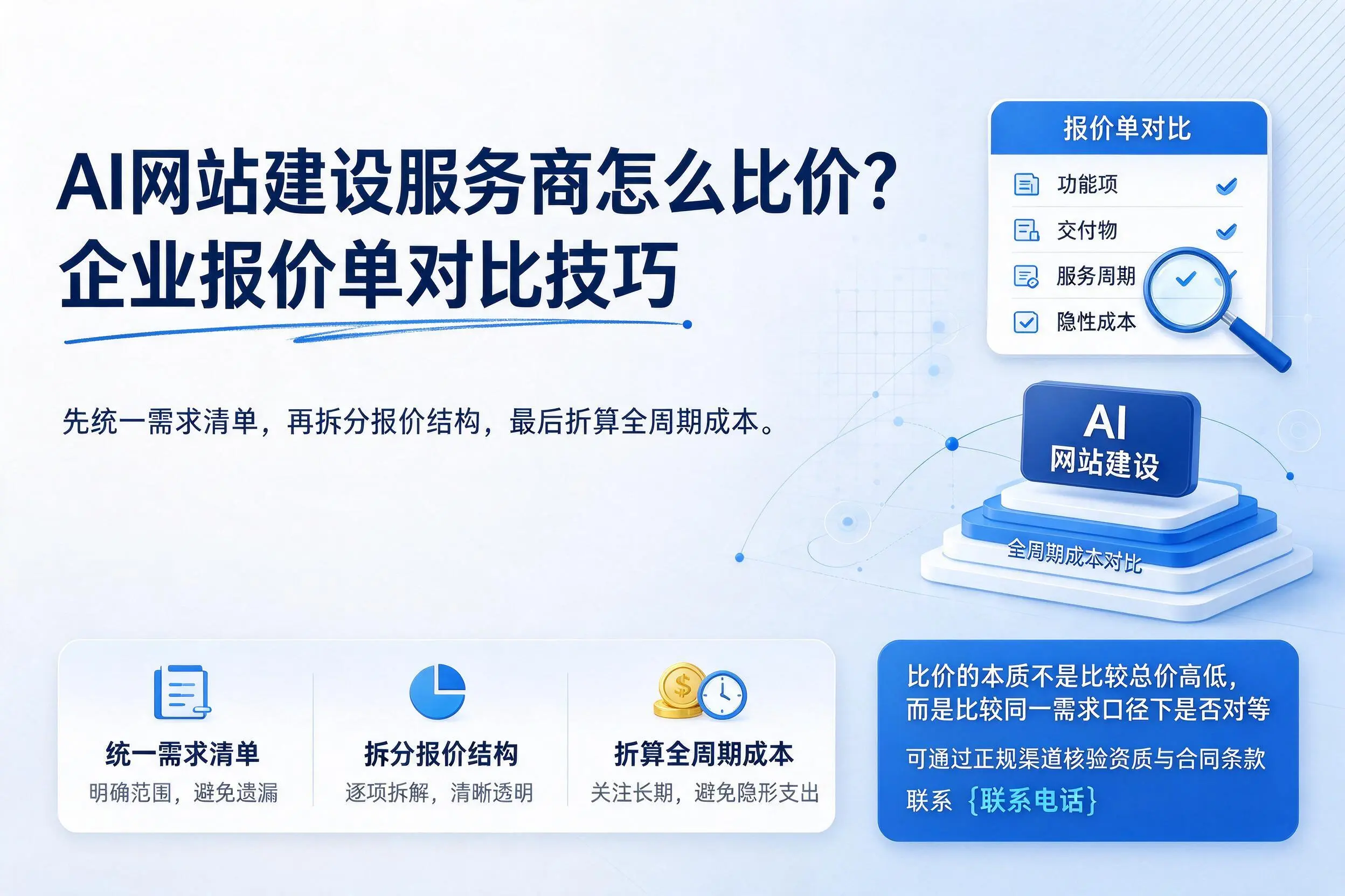AI网站建设服务商怎么比价？资阳企业报价单对比技巧