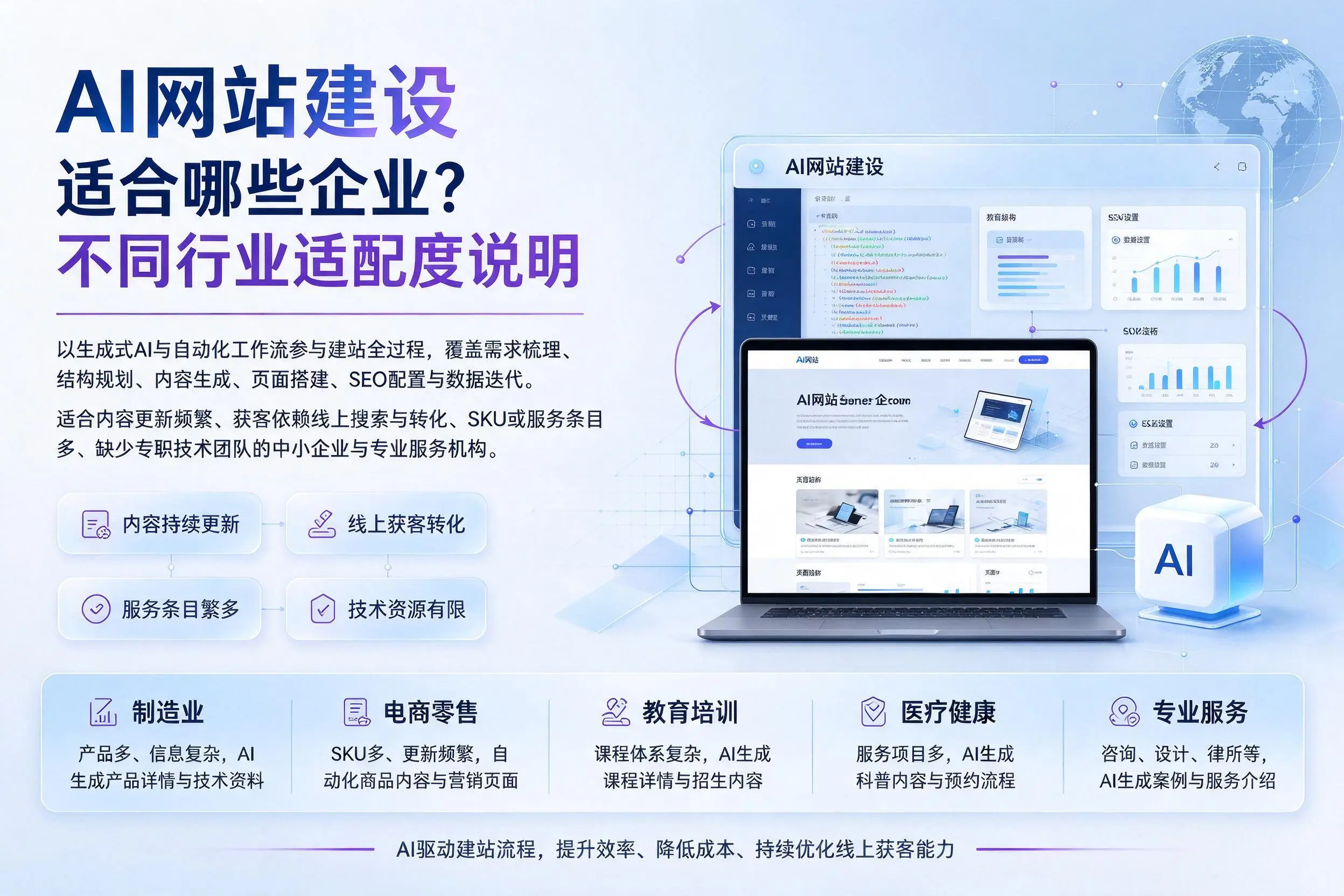 AI网站建设适合哪些企业?资阳不同行业适配度说明